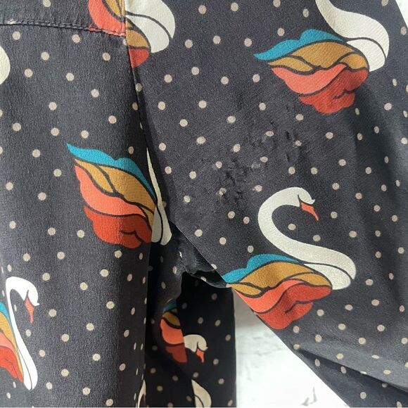 Fossil Silk Shift Dress Swan Polka Dot - Picture 6 of 8